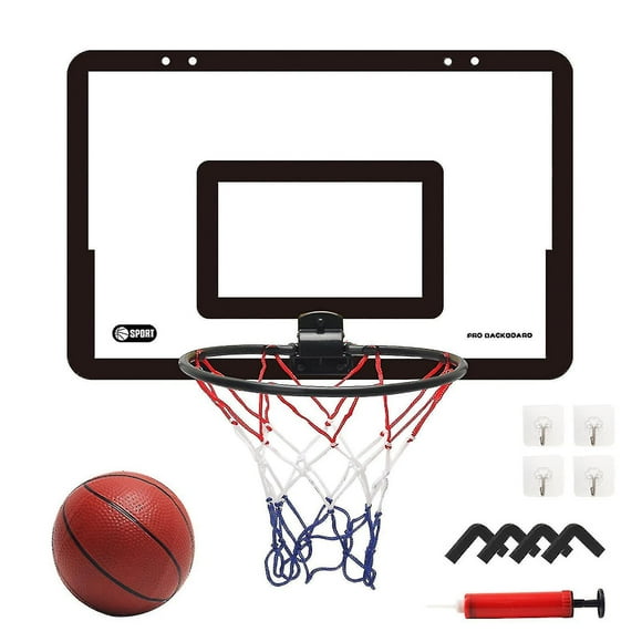 Transparent Hanging Door Basketball Board Punch-free Mini Basketball Backboard With 1 Basket Net 4 Hook 1 Basketball