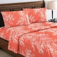 thumbnail image 4 of Spirit Linen Home - Queen Microfiber Foliage Coral/White Sheet Set, 4 of 5