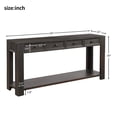 thumbnail image 3 of Solid Wood Console Table With 4 Drawers And 1 Bottom Shelf For Entryway, Hallway, Easy Assembly, 63 Inch Long Sofa Table ,Black, 3 of 9