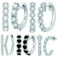 thumbnail image 2 of K-KED 3mm/3.5mm Round Brilliant Cut Moissanite Hugie Hoop Earrings Sterling Silver 925, 2 of 9