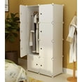 thumbnail image 1 of SortWise DIY Portable Wardrobe Closet with Hanging Rod and 5 Storage Cubes, Bedroom Armoire Storage Cube Organizer Modular Cabinet with Doors, 1 of 8