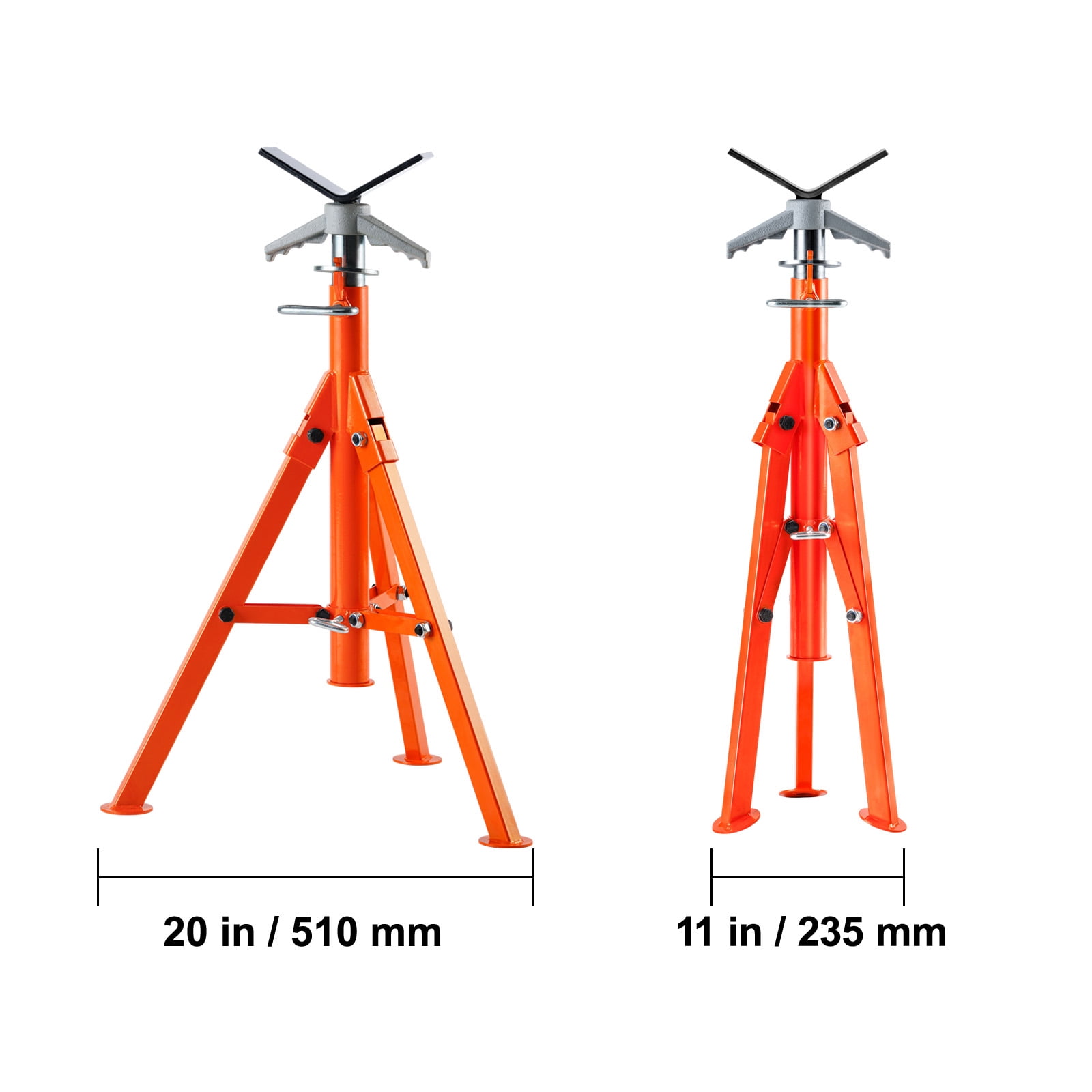 VEVOR Pipe Stand, 2500LBS Heavy Duty Pipe Stands, 27.2"-52" Height Adjustable V Head Pipe Stand, 45# Steel Folding Stand for 1/2-12 inches Pipes