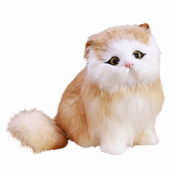 BESTSKY Lifelike Cat Stuffed Animal, Interactive Meowing Plush Kitty with Poseable Tail, Soft Feline Toy for Kids Cuddling, Playtime, and Home Decor