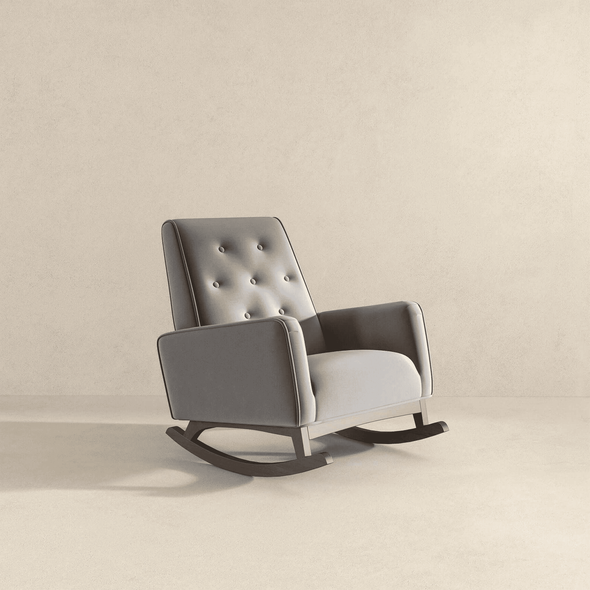 Premium Demetrius Light Grey Fabric Solid Wood Rocking Chair for Living Room and Nursery 36.6"H x 27.5"W x 39"D or Living Room Bedroom Reading