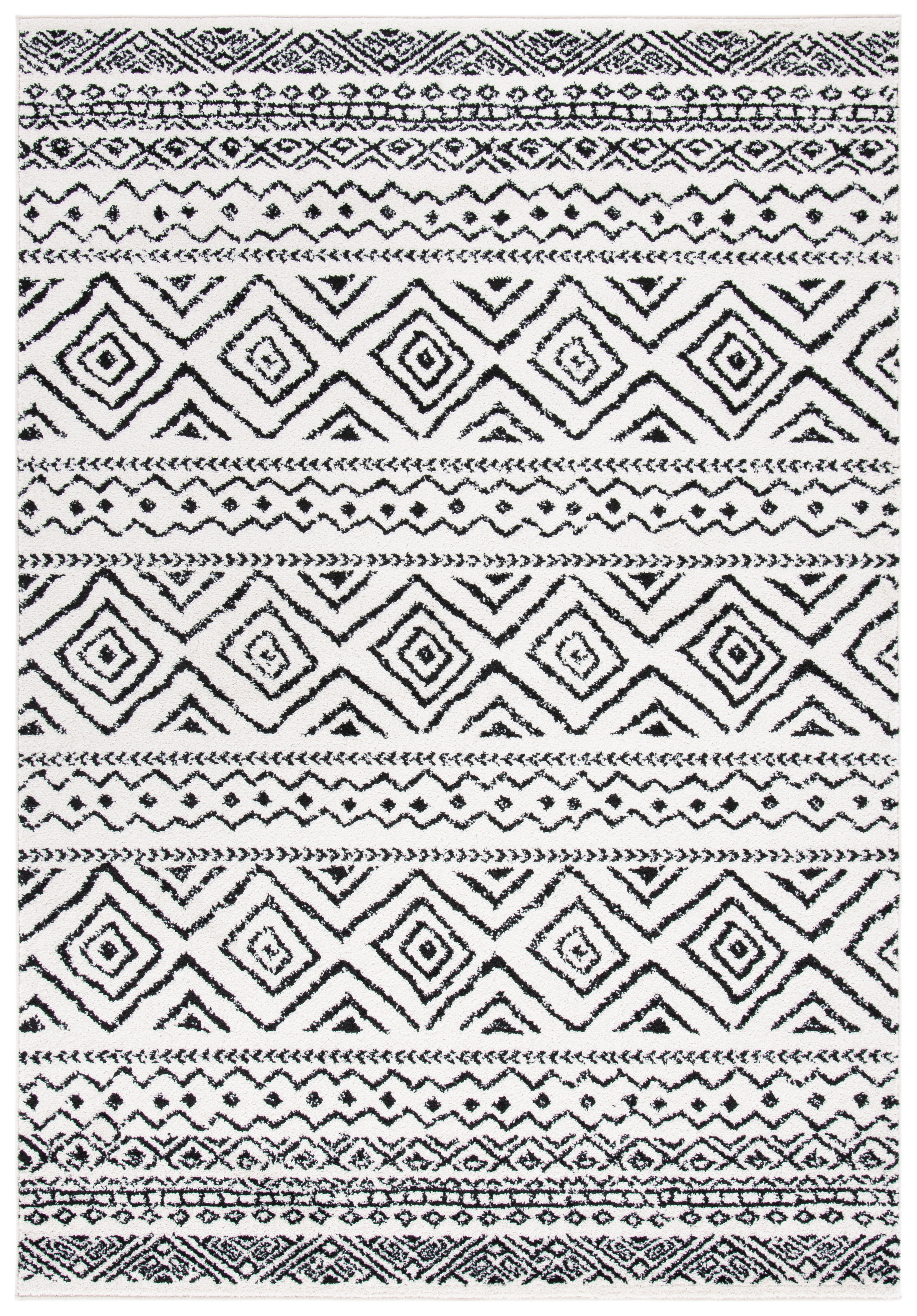 SAFAVIEH Tulum Merletta Moroccan Geometric Area Rug, Ivory/Black, 9' x 12'