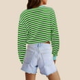 thumbnail image 5 of Annhoo Cropped Sweatshirt for Women Fall Casual Long Sleeve Crewneck Striped Tops Loose Color Block Clothes, 5 of 5
