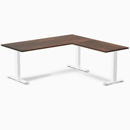 Desky Zero Softwood L-Shape Office Desk - American Rustic Pine / 72 X 30 X 70 X 24 Inches / White