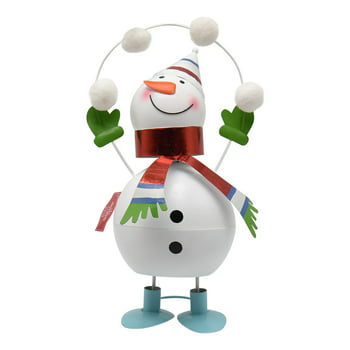 Holiday Time White Metal Snowman Standing Upright op Decor