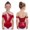 Red, variant on Girls Gymnastics Leotard Ballet Dance Short Sleeve Metallic Shiny Diamond Training Practice Bodysuit Red 16