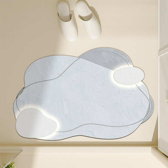 Bathroom Floor Mat, Super Absorbent Diatomite Mat, Non-Slip Textured Bottom, Quick Drying Doorway Sink Toilet Rug, Modern Stylish Rubber Foot Mat, Easy to Maintain