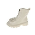 thumbnail image 2 of Bnwani Girls Winter Boots Ankle PU Leather Side Zipper Fleece Lined Velvet Bow Flat Princess Booties, 2 of 7