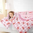 thumbnail image 3 of Catabedysis Red Cherry Pattern Twin Comforter Sets For Girl,Checkered Initial U Pattern Bedding Set,Pink Reversible,2 Pieces,1 Comforter and 1 Pillowcase, 3 of 7
