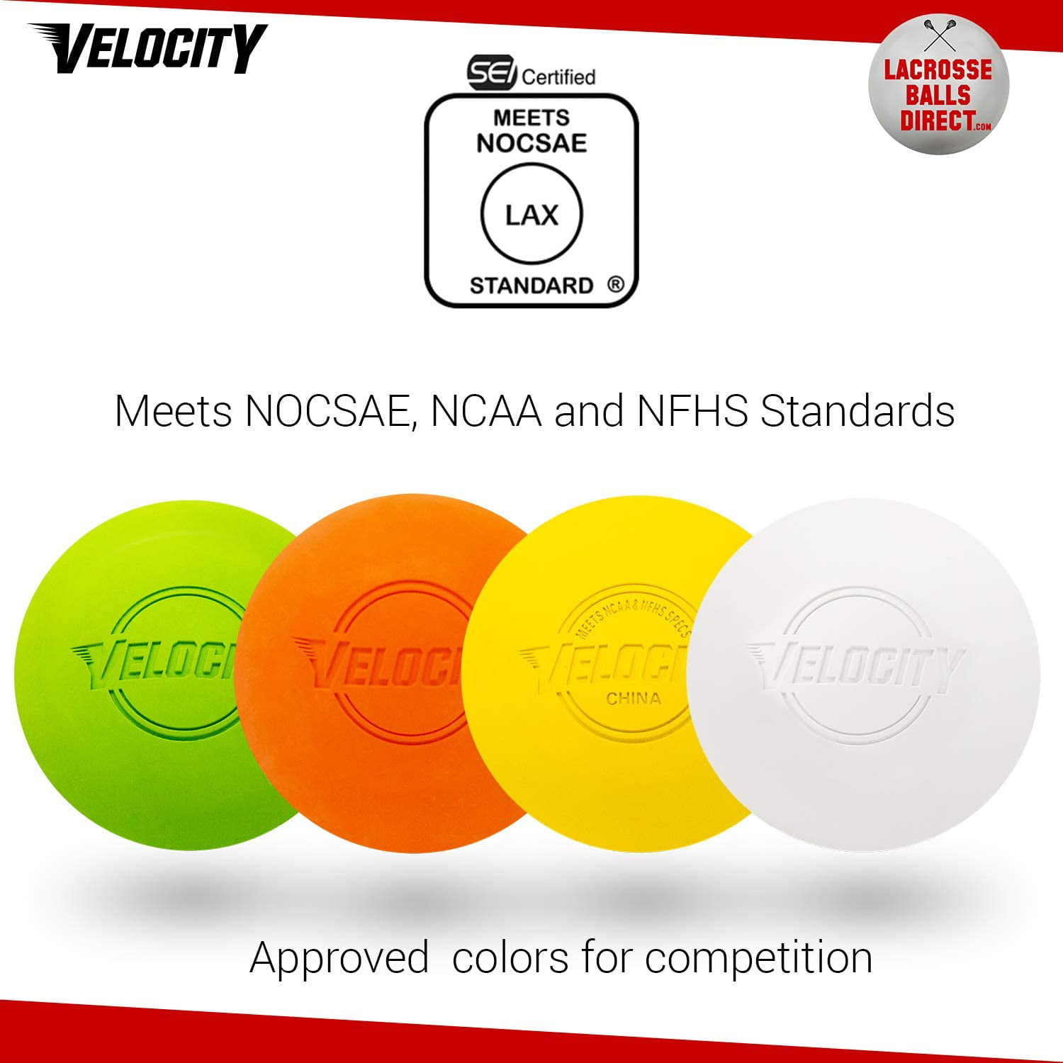 120 Pack Velocity Lacrosse Balls SEI Certified NOCSAE/NFHS/NCAA 