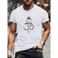 thumbnail image 1 of Camiseta informal con estampado geométrico del símbolo Om para hombre: cuello redondo, corte regular, manga corta de verano para adultos., 1 of 5