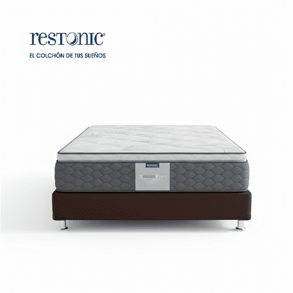 Colchon Matrimonial Restonic Ortopedico + Box Matrimonial Tacto Piel Choc