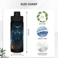 thumbnail image 3 of Picia Cool Blue Light Wolf Pattern Water Bottle 18 oz Stainless Steel Insulated Bottles With Handle Leak Proof Gym Sport Water Jug BPA-free insulated kettle For Men Women Adults, 3 of 7