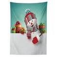 thumbnail image 3 of Ambesonne Christmas Tablecloth Rectangular Table Cover, Snowman and Boxes, 60"x84", Multicolor, 3 of 4