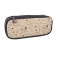thumbnail image 2 of Picia Coffee Time Pattern Large Capacity PU Leather Pencil Case Organizer Pen Marker Holder Double Zipper Storage Bag Big Pencil Pouch for College Office, 2 of 6