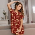 thumbnail image 3 of Disketp Golden Squirrels Holiday para Camisón Corto de Manga Corta para Mujeres, Camisón Cómodo con Escote Redondo, Bonito y Confortable, 3 of 6