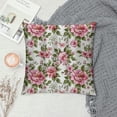 thumbnail image 2 of Chilfamy Pink Flowers Green Leaves Pillow Covers for Couch Sofa Indoor Outdoor Pillow Case Soft and Durable All Year Round Pillow Case 1PC 22x22in, 2 of 5