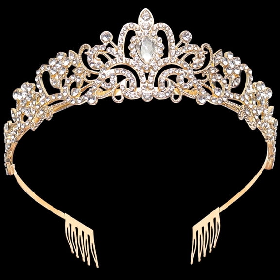 Mygeromon Crystal Tiara Gold Princess Crown for Women Girls Wedding,Birthday,Valentine's,Mother's Day Gifts 