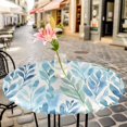 thumbnail image 6 of Blue Green Leaf Round Tablecloth for 55-60 Inch Tables, Fitted Table Cover with Elastic Edge, Summer Vintage Watercolor Plant Waterproof Outdoor Table Cloth Protector for Patio Garden Dinner Picnic, 6 of 9