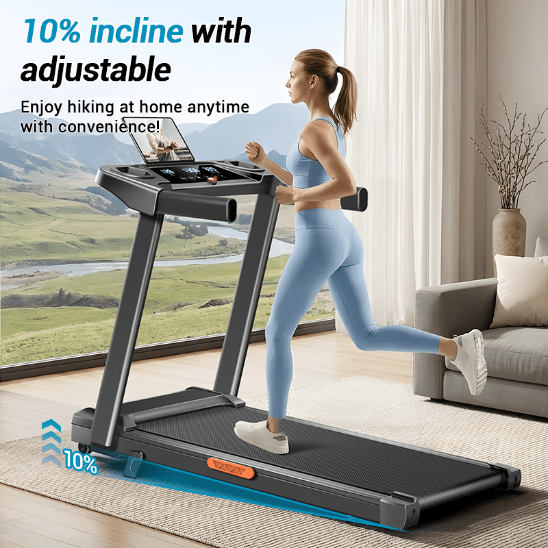 LEZEE 4 in-1 Treadmill for home, Foldable with 10% Incline, 12 km/h Running Speed, with 3.0HP Motor , Capacity 300lbs