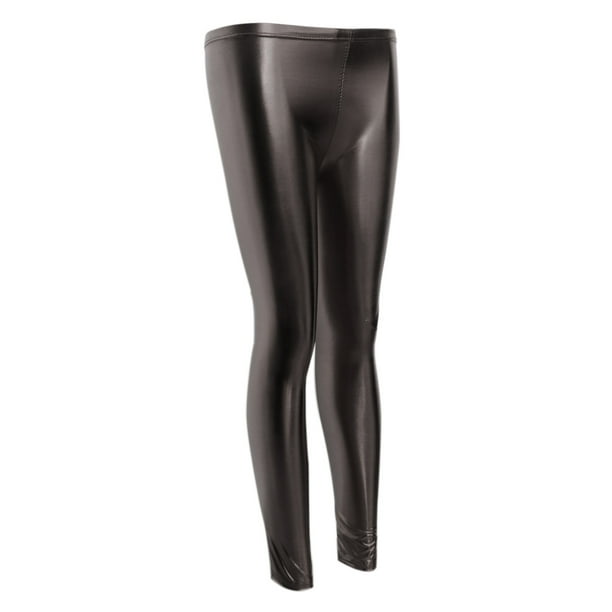 Women's Leather Leggings Shiny Tights Stretch PU Leather Pants Wetlook -  Iron Gray, as described 