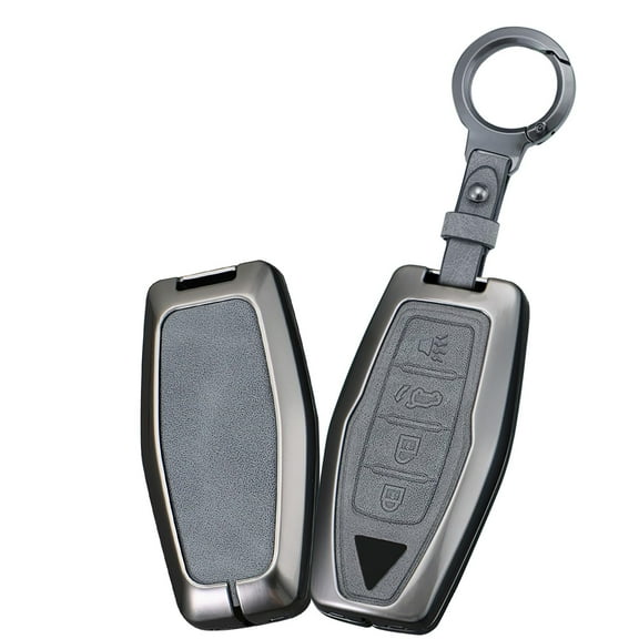 Leather Key Fob Cover Case Fit for Mitsubishi Outlander 2022 2023 2024 Car Accessories Full Protection Key Holder Grey