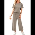 thumbnail image 2 of Traje de Dos Piezas para Mujer, para Viajes y Vacaciones, con Corta y Pantalones Anchos, Informal Caqui S, 2 of 6