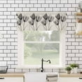 thumbnail image 4 of Window Treatment Valance Curtain, Black White Tulips Spring Flower Retro Shade Short Curtain for Kitchen Bathroom Living Room Bedroom Privacy Rod Pocket Drapes 54" W x 18" L 1 Panel, 4 of 8
