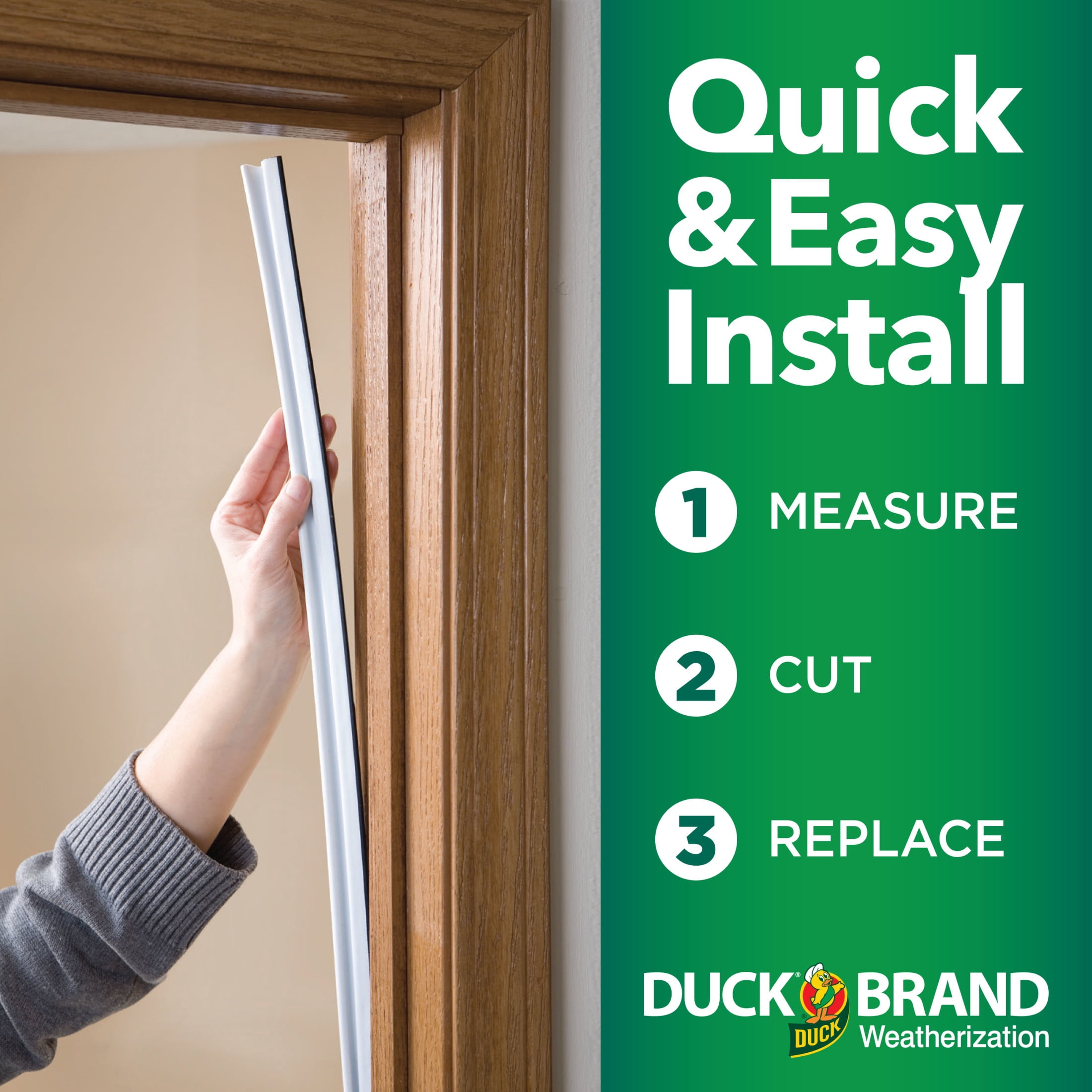 (3 pack) Duck Brand, White Vinyl Clad Door Seal, Four 40.5 Inch And One 36 Inch Strips, Seals 1 Door, Easy Installation