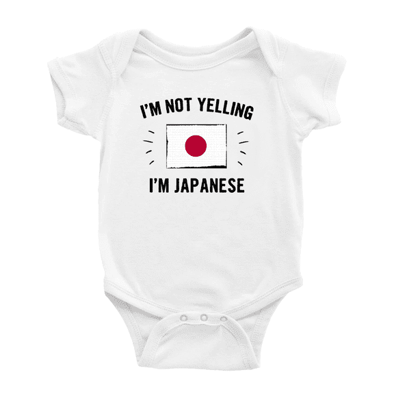 I'm Not Yelling, I'm Japanese Cute Baby Bodysuit Newborn Clothes Outfits (White, 6-12 Months)