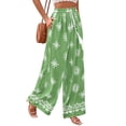 thumbnail image 2 of Women'S Wide Leg Palazzo Pants Boho Floral Trousers Flowy Beach Vacation Clothes Resort Wear Green XXL, 2 of 9