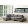 thumbnail image 4 of Contemporary Home Living Set of 5 Trout Gray Madison Modular Sectional Sofa Ottoman with USB Storage, 4 of 6