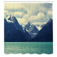 thumbnail image 3 of Ambesonne Mountain Shower Curtain, Northern Norway Harbor, 69"Wx75"L, Almond Green Dark Blue, 3 of 4
