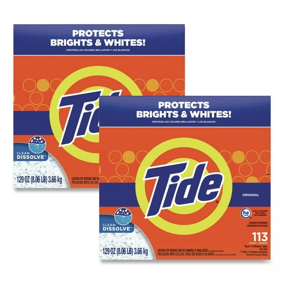 Tide 80811557 129 oz HE Compatible Powder Laundry Detergent - Original Scent (2/Carton)