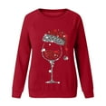 thumbnail image 4 of Zpanxa Womens Christmas Sweatshirt Red Wine Glass Santa Hat Graphic Sweater, 4 of 4