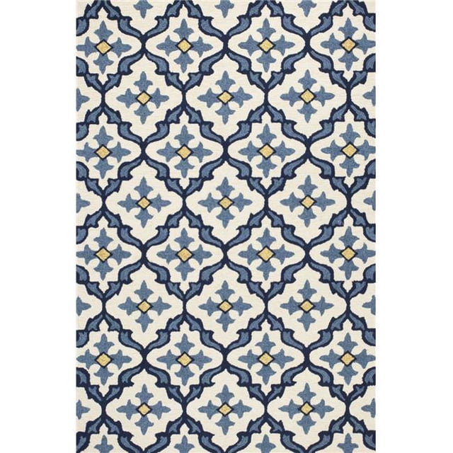 HomeRoots 353834 3 ft. 3 in. x 5 ft. 3 in. UV-Treated Polypropylene Ivory & Blue Area Rug