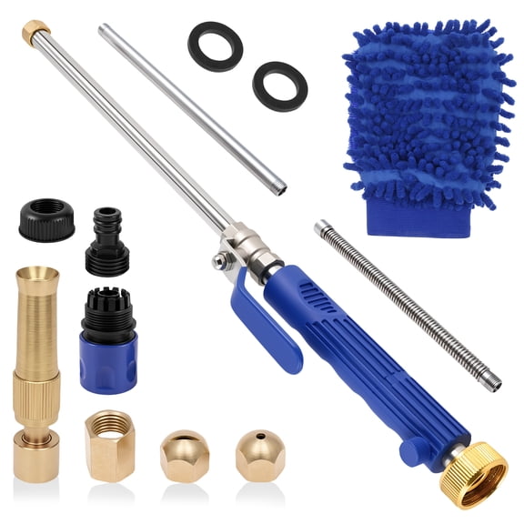 Austok High Pressure Jet Hose Nozzle Garden Hose Pressure Washer Attachment with Extension Pole 3 Different Nozzles Quick Connectors for Car Washing Gutter Cleaning Watering