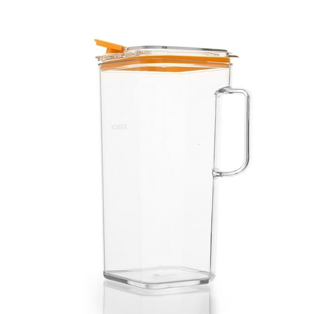 Pro Ice Pitchers Kit - Komax Tritan Clear Large (2 quart) Pitcher With Orange Lid BPA-Free - Great for Iced tea & Water