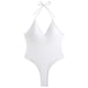 thumbnail image 5 of Trajes de Baño de Bikini de Mujer sin Mangas de Gran Tamaño de Color Sólido con Cuello Colgante V-Cuello Conjunto para la Piscina de Playa Y Verano, 5 of 9