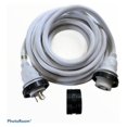 Marine & RV Cords 125v 30 amp x 25' White Shore Power Boat Extension