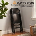thumbnail image 4 of 6 Pack All-Steel Metal Folding Chairs, Black Heavy Duty Metal Foldable Dining Chair with Backrest, 350 LBS Load Capacity Portable Fold Chair for Home Office Indoor Outdoor Events, 4 of 7