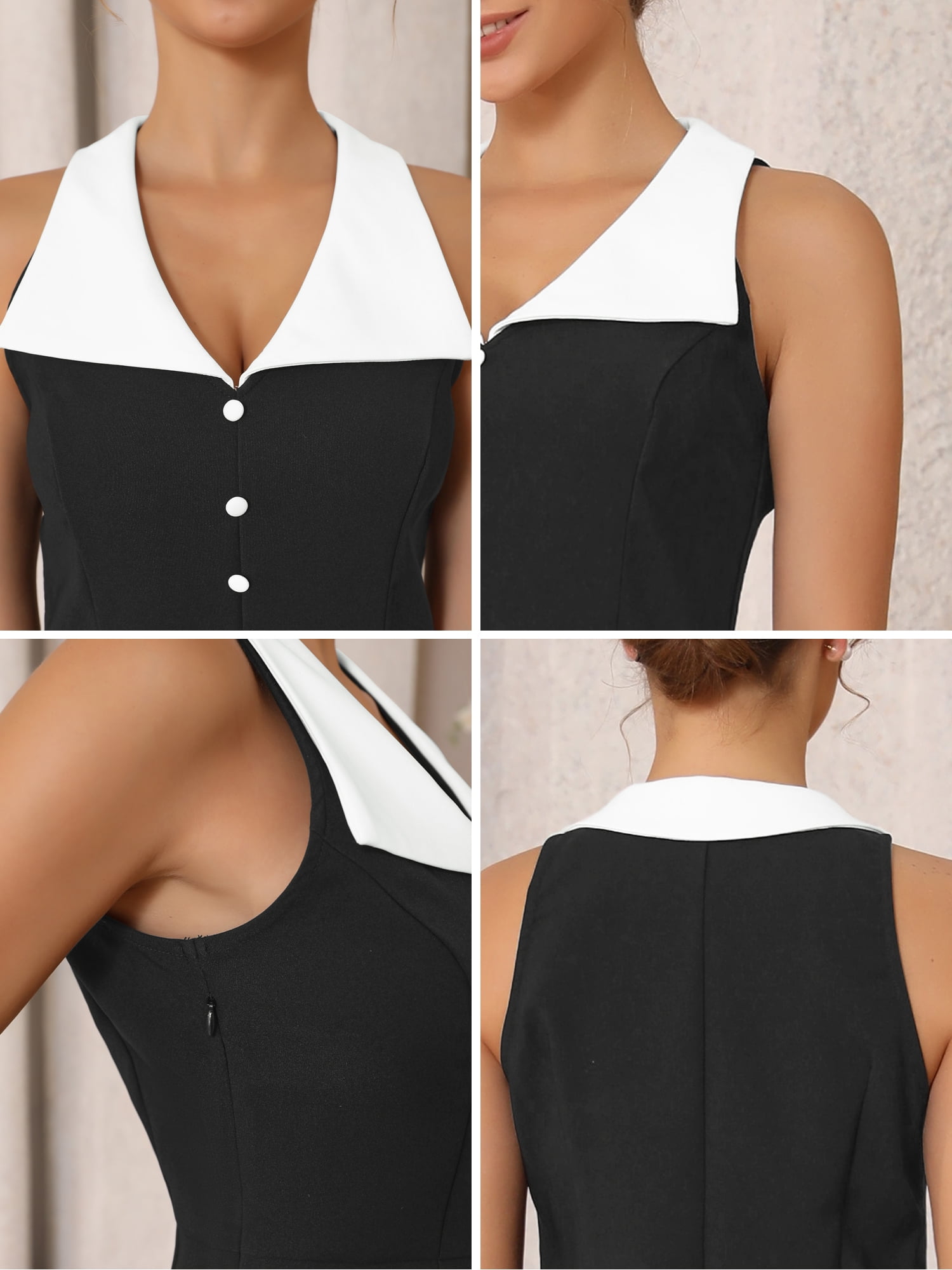 DARING DIVA Women's Vintage Sleeveless Cocktail A-Line Little Black Dress M Black