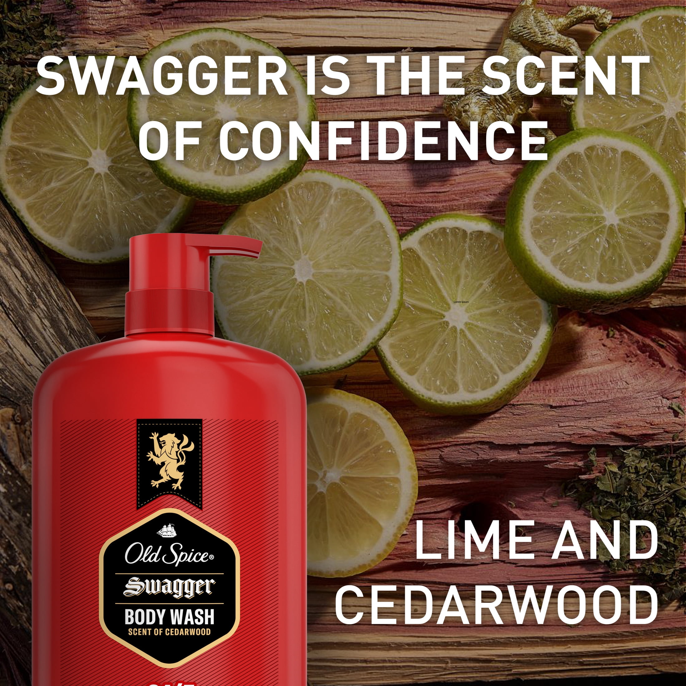 Old Spice Men's Body Wash Pump, Swagger Scent of Confidence, 133.6OZ, 4 Pack