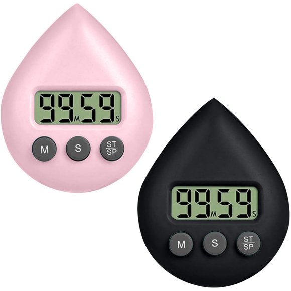 shiyou-2Pcs Shower Timers, Digital Shower Clock with Timer, Waterproof Timer with Alarm and Suction Cup, Small Timer, Energy Saver Home Kitchen Timers, Bathroom Clock Timers, Black+Pink