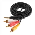 thumbnail image 3 of 2X 4.9Ft 3.5mm Enchufe A 3 RCA Adaptador Masculino AV Cable de Extension para TV VCD DVD, 3 of 5