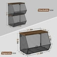 thumbnail image 6 of Stackable Fruit Basket for Kitchen Countertop Space Saving, Wall Mounted Mesh Metal Wire Baskets with Wood Lid Extra Storage, 2 Pack Kitchen Counter Organizer for Snack, Onion and Potato Storage, 6 of 7
