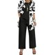 thumbnail image 2 of Pantalones Y Conjunto Superior para las Mujeres Pantalones de Piernas Anchas de Tres Piezas Que Coinciden Longline Duster Jacket Vestido de Cárdigan Floral Marino Sólido, 2 of 5